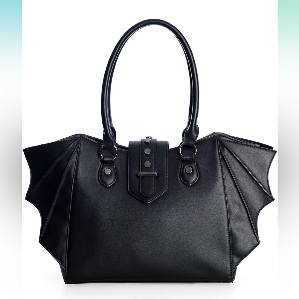 Lost Queen Women's Gothic Annabelle Bat Handbag Winged Crossbody Purse Black NWT